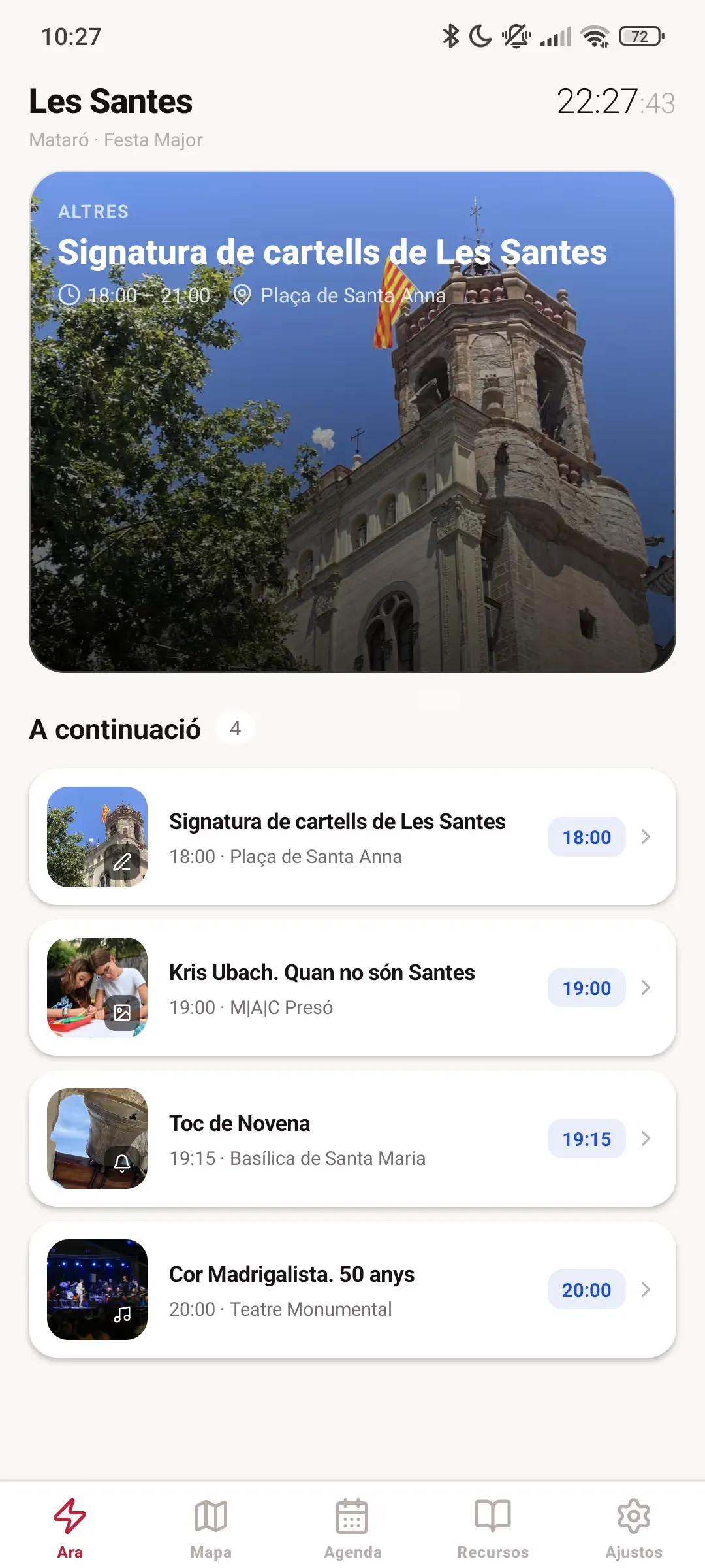 Vista Ara de la app
