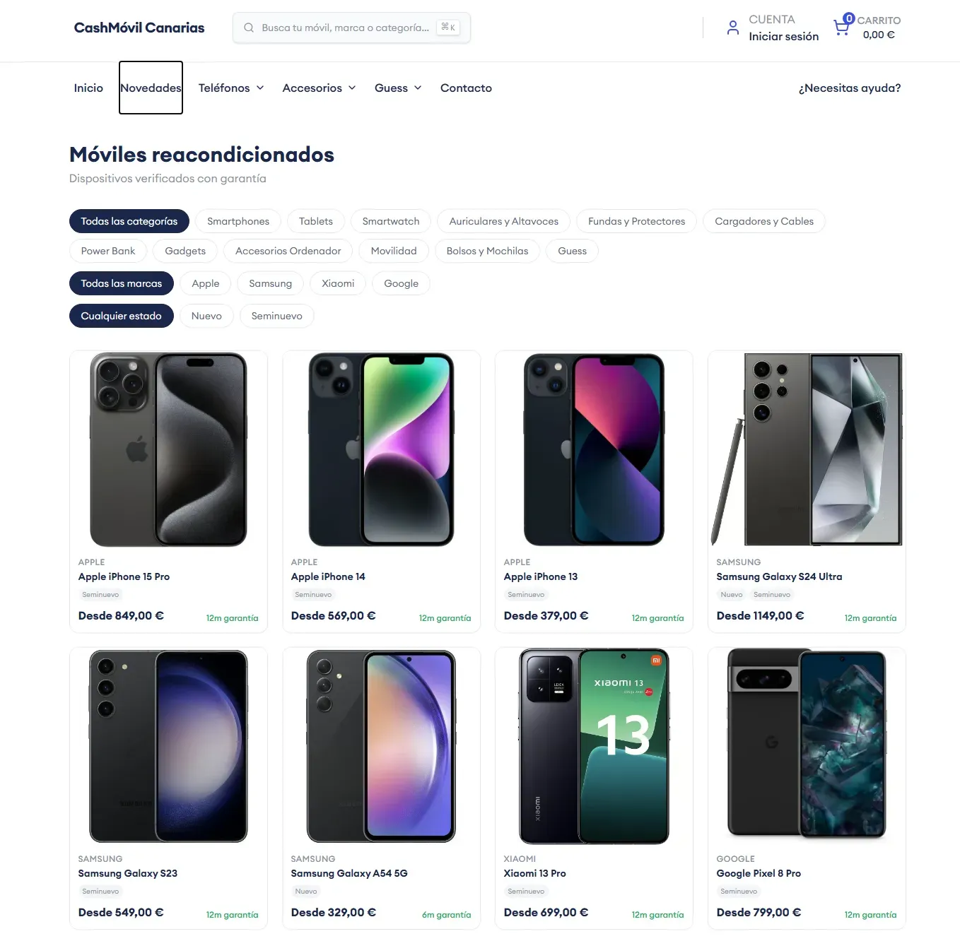 CashMóvil Canarias - Tienda online ecommerce de móviles y dispositivos